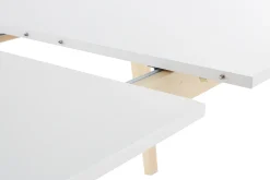 Table extensible rallonges intégrées rectangulaire blanche et bois clair L160-205 cm SWAD