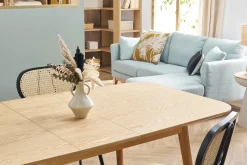 Table extensible rallonges intégrées rectangulaire en bois clair chêne L140-170 cm ANK