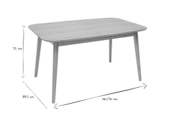 Table extensible rallonges intégrées rectangulaire en bois clair chêne L140-170 cm ANK