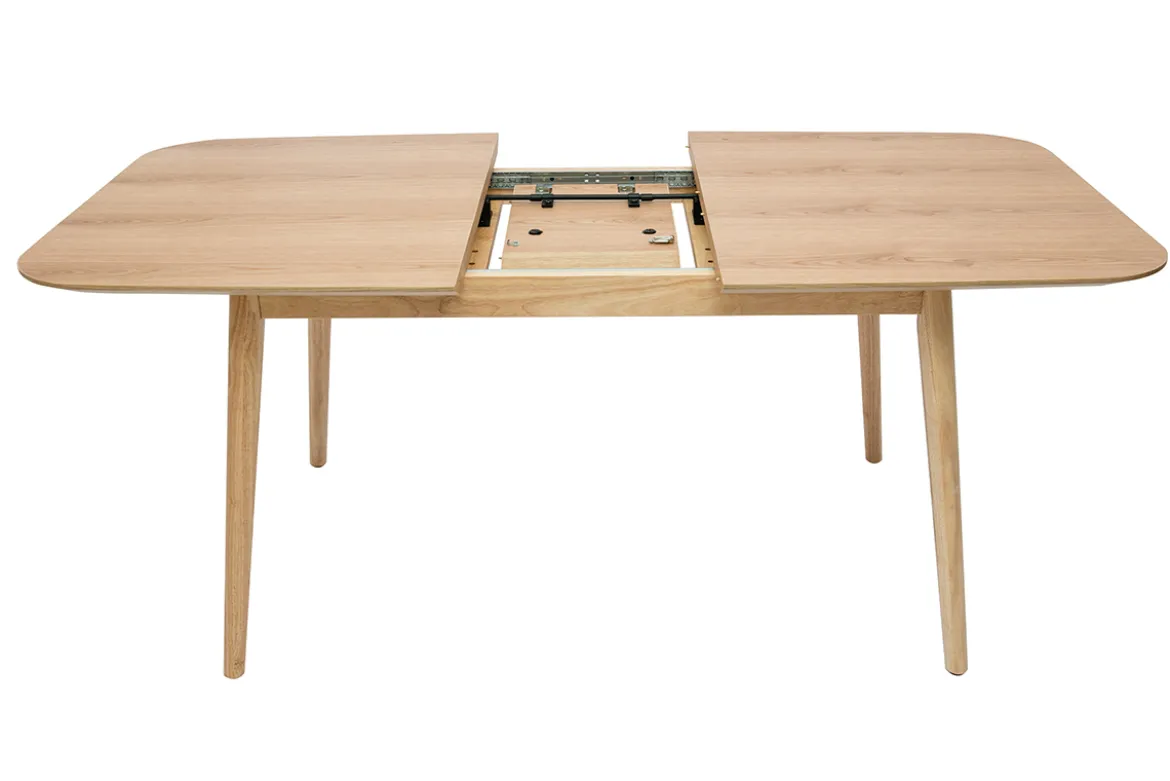 Table extensible rallonges intégrées rectangulaire en bois clair chêne L140-170 cm ANK