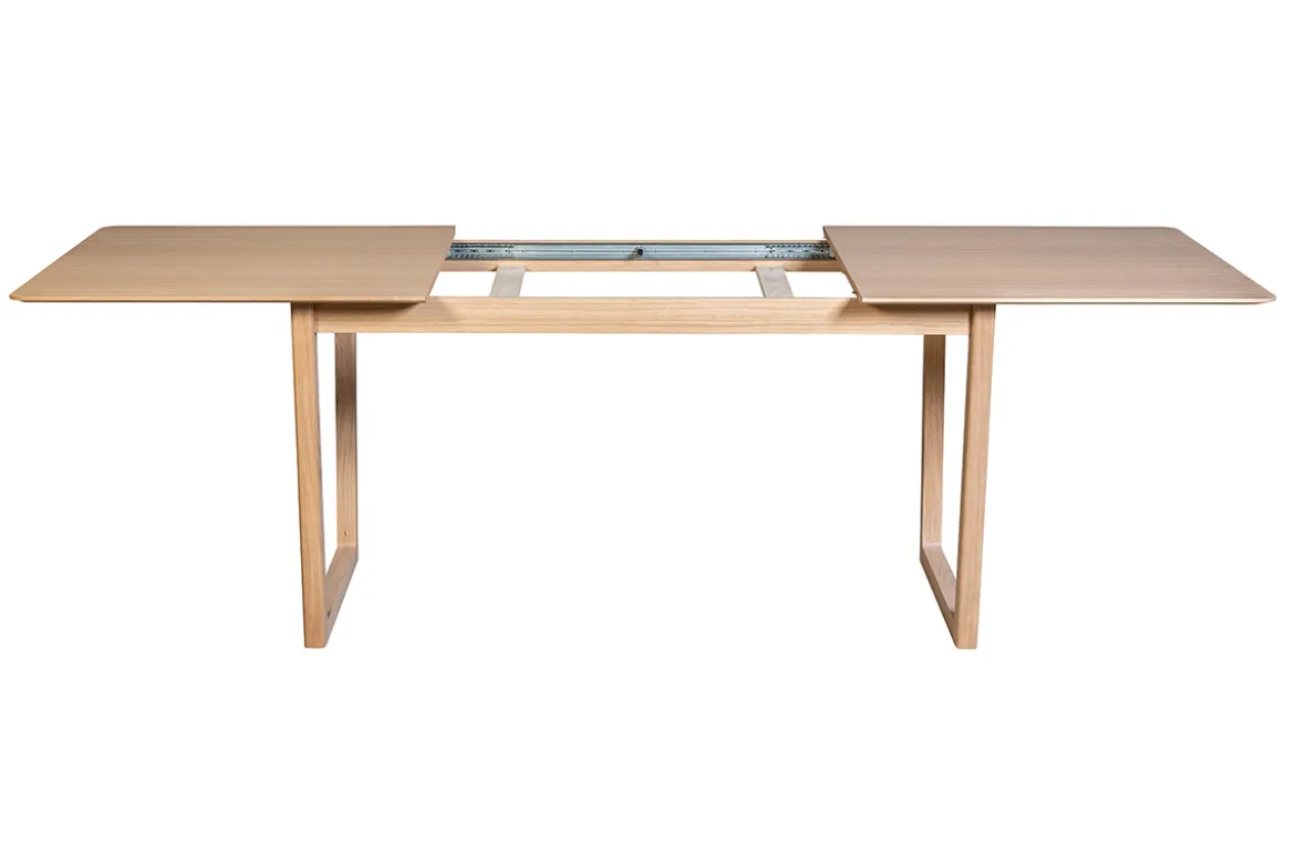 Table extensible rallonges intégrées rectangulaire bois clair chêne L160-240 cm LAHO