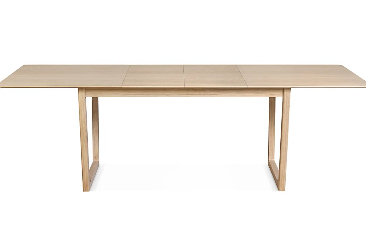 Table extensible rallonges intégrées rectangulaire bois clair chêne L160-240 cm LAHO