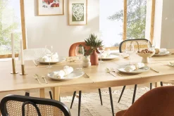 Table extensible rallonges intégrées rectangulaire bois clair chêne L160-240 cm LAHO