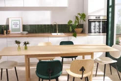 Table extensible rallonges intégrées rectangulaire bois clair chêne L160-240 cm LAHO