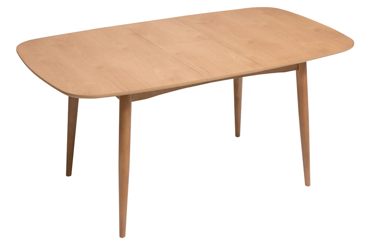 Table extensible rallonges intégrées rectangulaire en bois clair chêne L130-160 cm HELMA