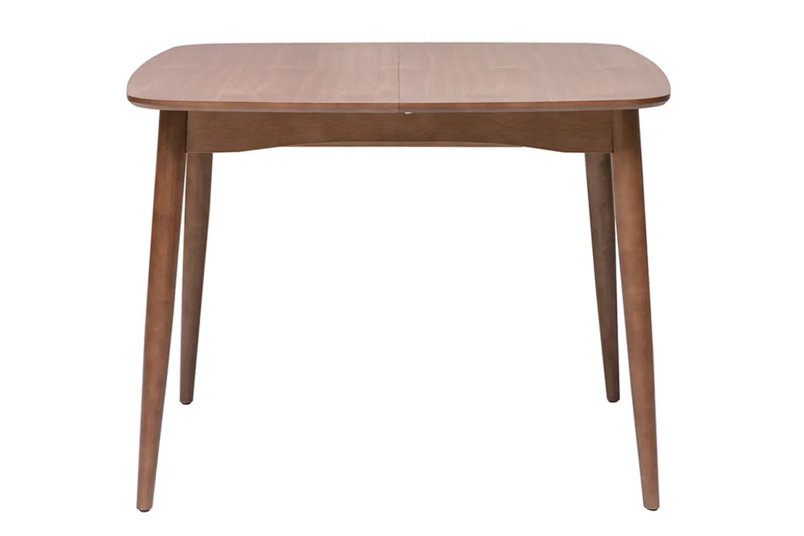 Table extensible rallonges intégrées carrée en bois foncé noyer L100-140 cm HELMA