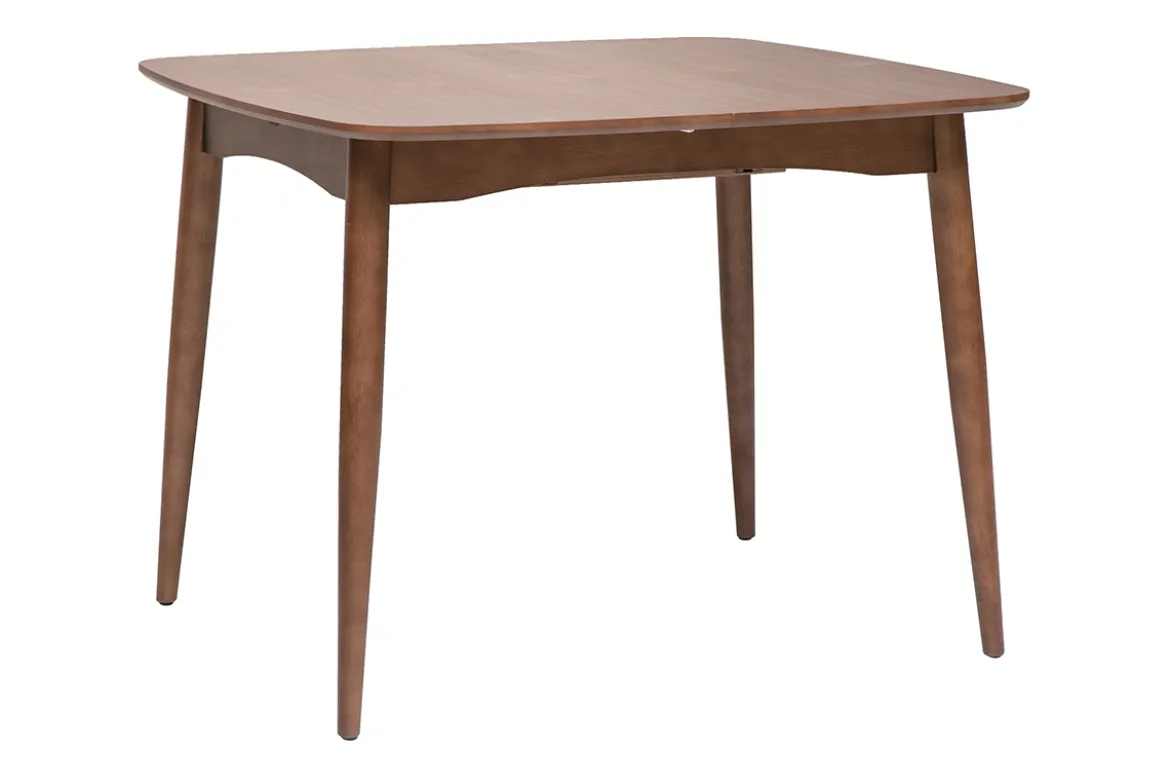 Table extensible rallonges intégrées carrée en bois foncé noyer L100-140 cm HELMA