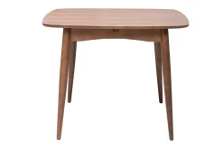 Table extensible rallonges intégrées carrée en bois foncé noyer L100-140 cm HELMA
