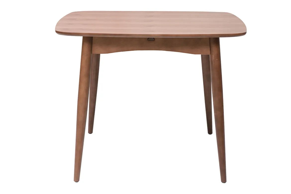 Table extensible rallonges intégrées carrée en bois foncé noyer L100-140 cm HELMA