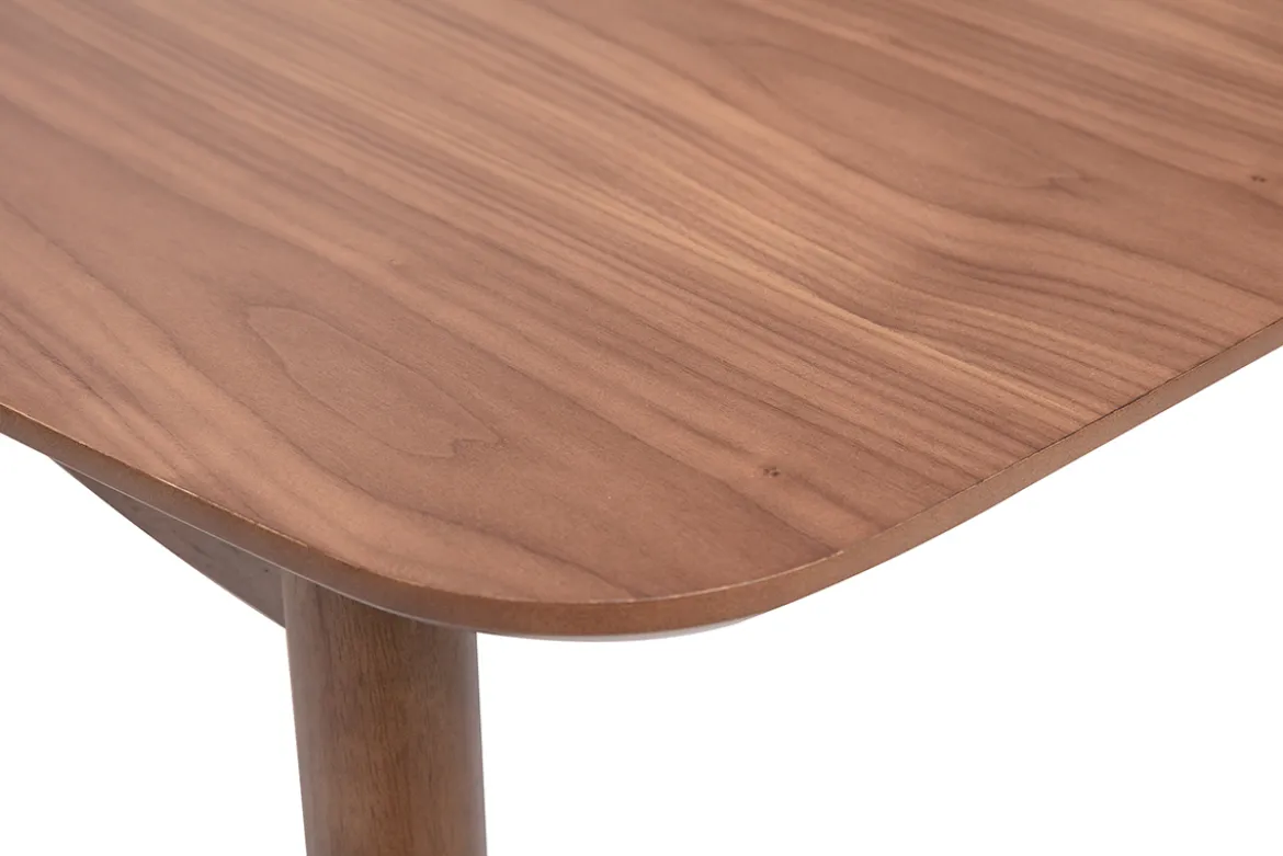 Table extensible rallonges intégrées carrée en bois foncé noyer L100-140 cm HELMA
