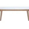 Table extensible rallonges intégrées rectangulaire finition bois blanc et hévéa massif L180-230 cm FIFTIES