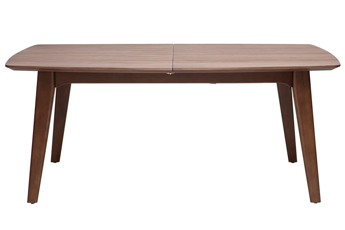 Table extensible rallonges intégrées rectangulaire en bois foncé noyer L180-230 cm FIFTIES