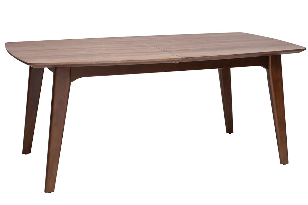 Table extensible rallonges intégrées rectangulaire en bois foncé noyer L180-230 cm FIFTIES