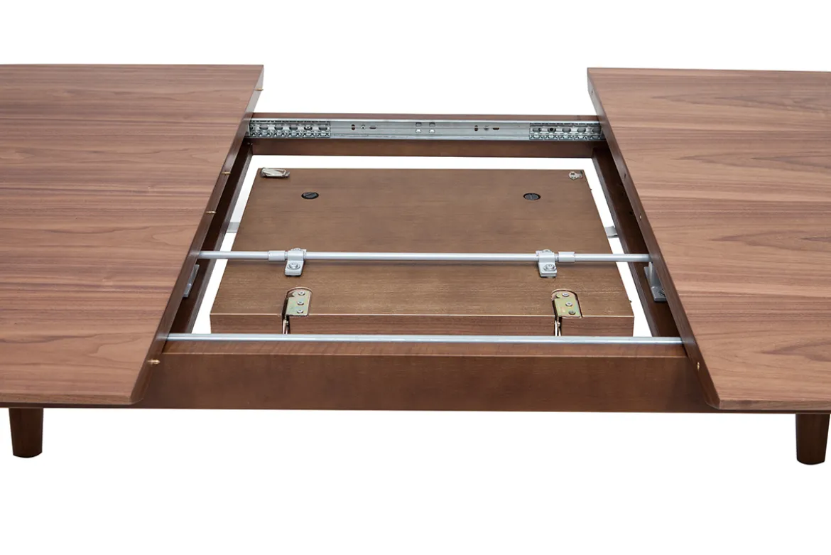 Table extensible rallonges intégrées rectangulaire en bois foncé noyer L180-230 cm FIFTIES