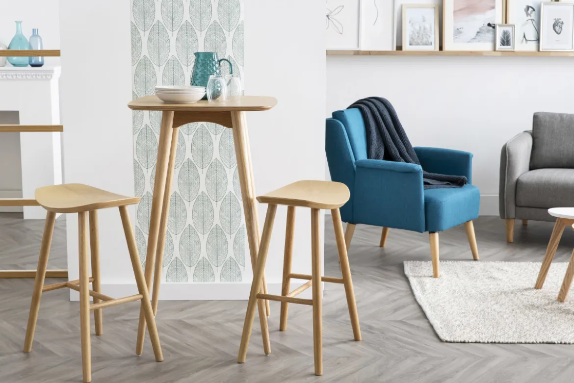 Table haute carrée frêne scandinave L60 cm BALTIK