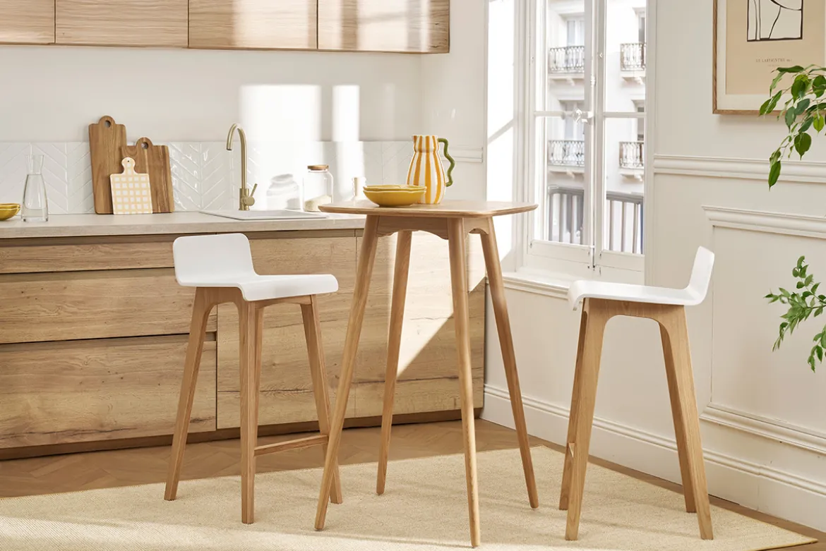Table haute carrée frêne scandinave L60 cm BALTIK