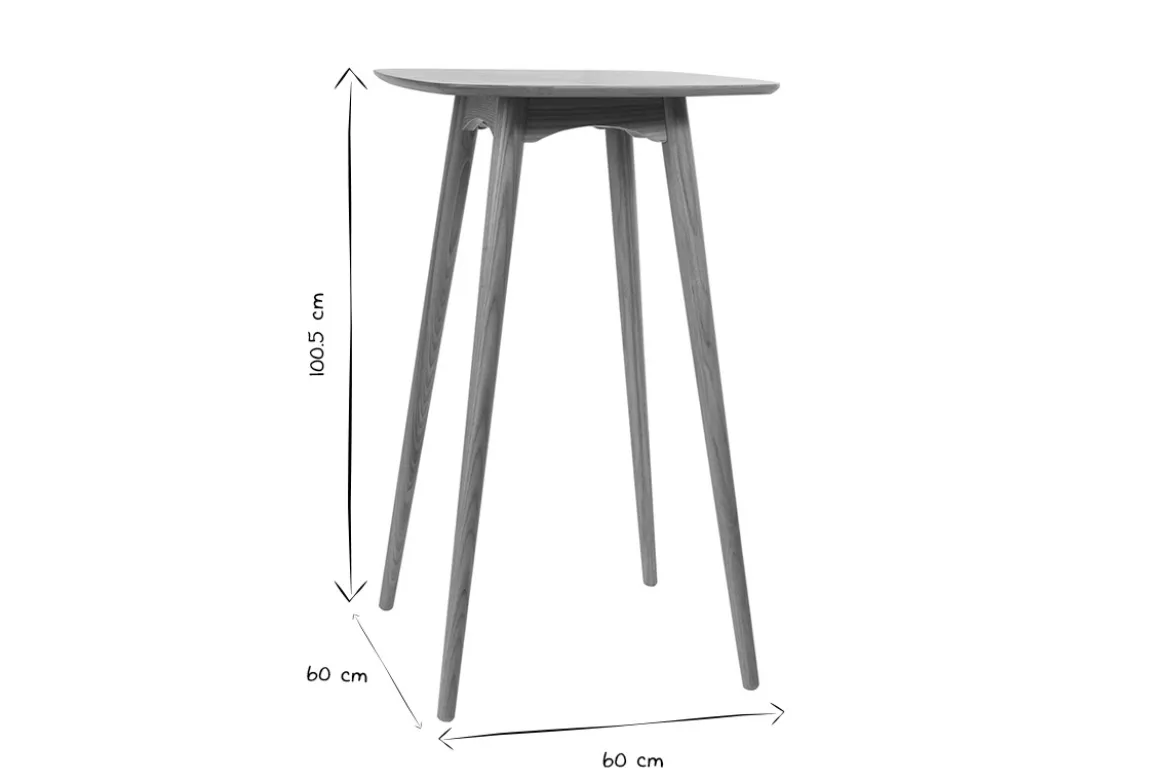 Table haute carrée frêne scandinave L60 cm BALTIK