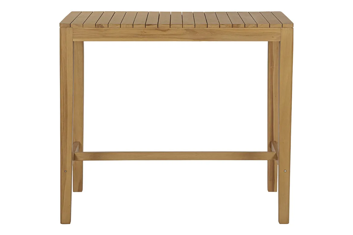 Table haute de jardin rectangulaire en bois teck massif L120 cm GILI