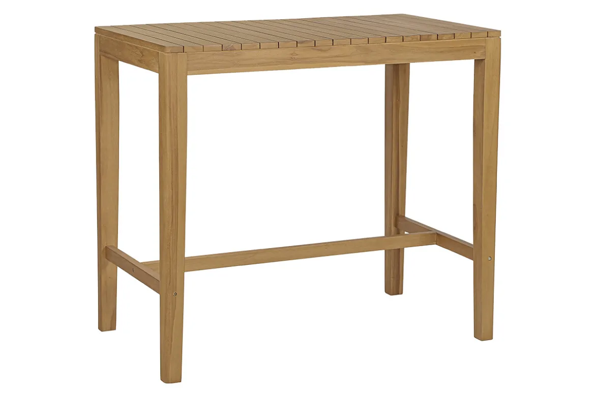 Table haute de jardin rectangulaire en bois teck massif L120 cm GILI