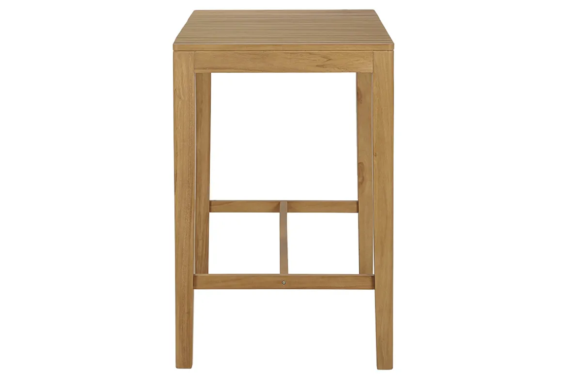 Table haute de jardin rectangulaire en bois teck massif L120 cm GILI