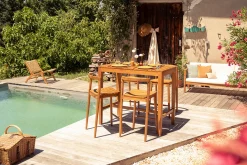 Table haute de jardin rectangulaire en bois teck massif L120 cm GILI