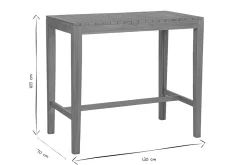 Table haute de jardin rectangulaire en bois teck massif L120 cm GILI