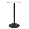 Table haute design ronde blanche et métal noir D60 cm CALISTA
