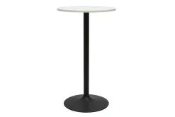 Table haute design ronde blanche et métal noir D60 cm CALISTA