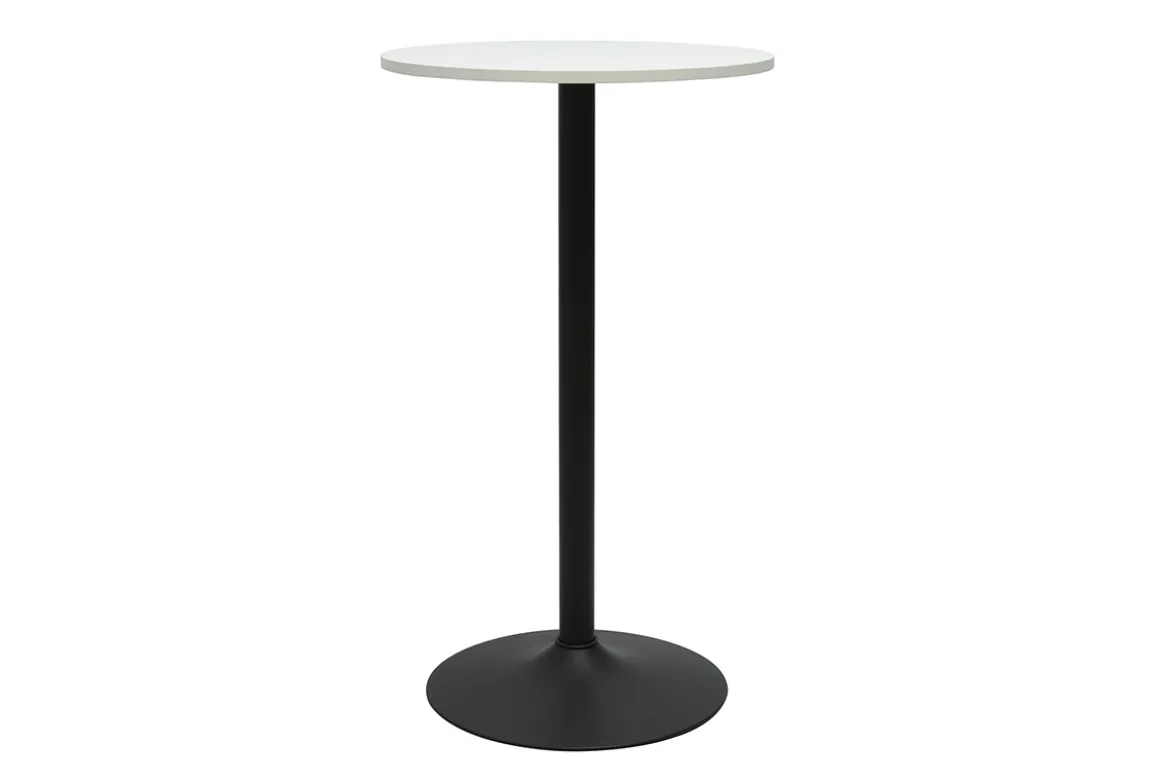 Table haute design ronde blanche et métal noir D60 cm CALISTA