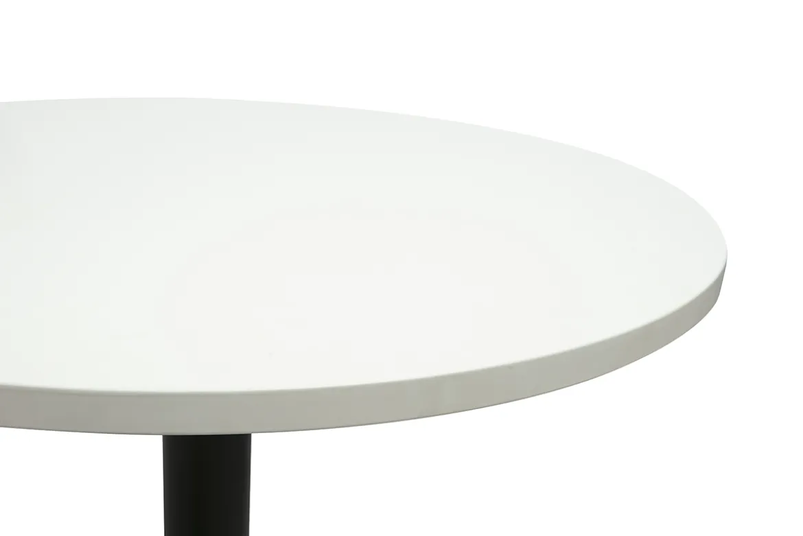 Table haute design ronde blanche et métal noir D60 cm CALISTA