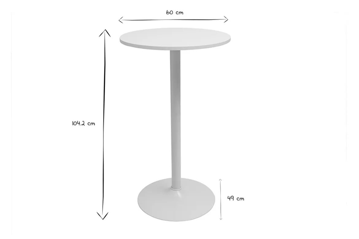 Table haute design ronde blanche D60 cm CALISTA