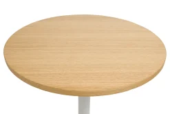 Table haute design ronde en bois clair chêne et métal blanc D60 cm CALISTA