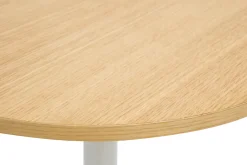 Table haute design ronde en bois clair chêne et métal blanc D60 cm CALISTA