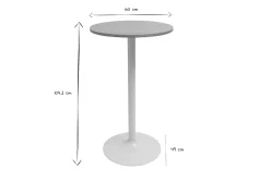 Table haute design ronde en bois clair chêne et métal blanc D60 cm CALISTA