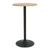 Table haute design ronde en bois clair chêne et métal noir D60 cm CALISTA