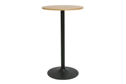 Table haute design ronde en bois clair chêne et métal noir D60 cm CALISTA
