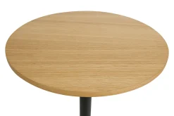Table haute design ronde en bois clair chêne et métal noir D60 cm CALISTA