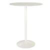 Table haute design ronde en céramique blanche et métal D80 cm MALOU