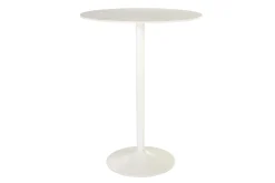 Table haute design ronde en céramique blanche et métal D80 cm MALOU