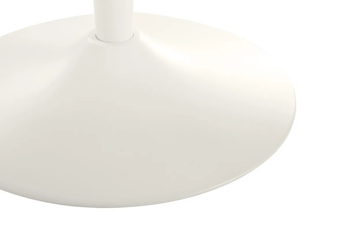 Table haute design ronde en céramique blanche et métal D80 cm MALOU
