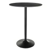 Table haute design ronde en céramique noire et métal D80 cm MALOU
