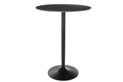 Table haute design ronde en céramique noire et métal D80 cm MALOU