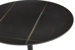 Table haute design ronde en céramique noire et métal D80 cm MALOU