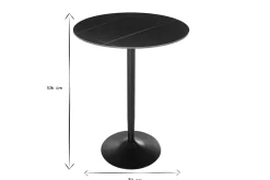 Table haute design ronde en céramique noire et métal D80 cm MALOU