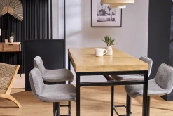 Table haute industrielle en bois manguier massif et métal noir L115 cm YPSTER