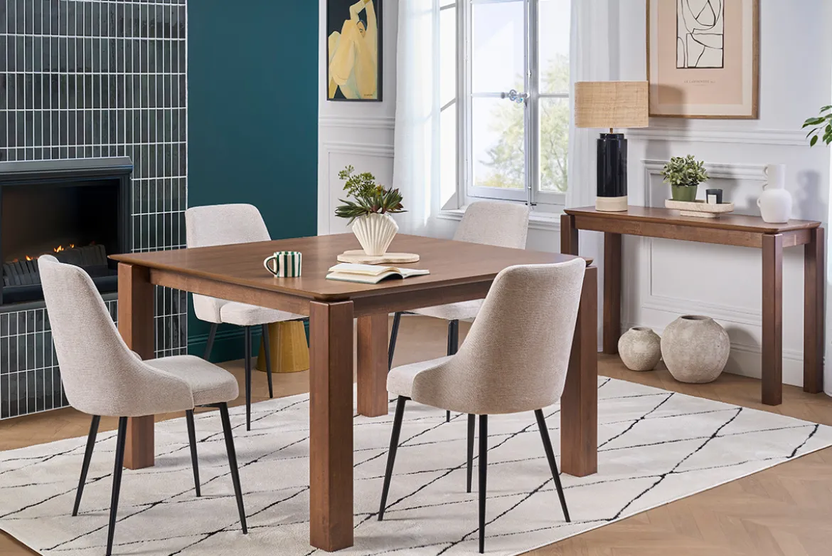 Table à manger carrée bois foncé noyer L120 cm RAYA