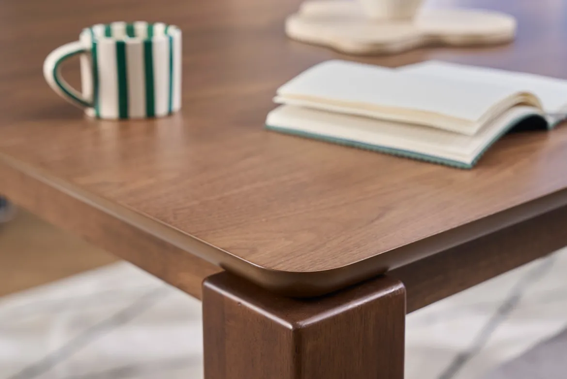 Table à manger carrée bois foncé noyer L120 cm RAYA