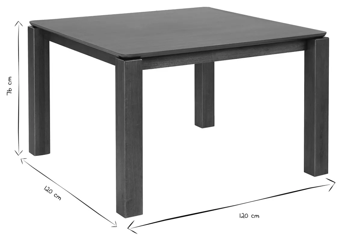 Table à manger carrée bois foncé noyer L120 cm RAYA