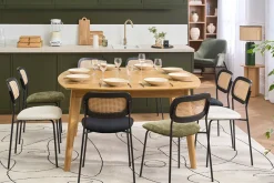 Table à manger carrée scandinave bois clair chêne L140 cm LEENA