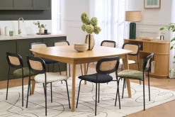 Table à manger carrée scandinave bois clair chêne L140 cm LEENA